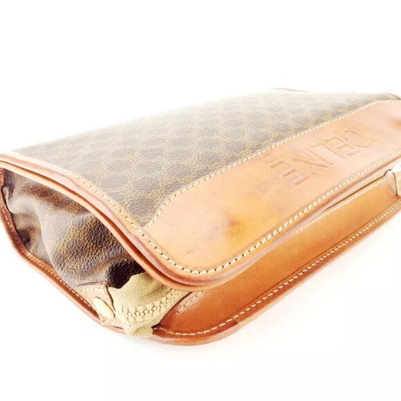 CELINE Clutch Bag Macadam Beige PVC Leather Used Authentic T10374 - Picture 5 of 9